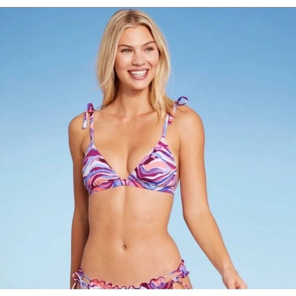 Shade & Shore Women's Shoulder Tie Triangle Bikini Top size S - Picture 4 of 4